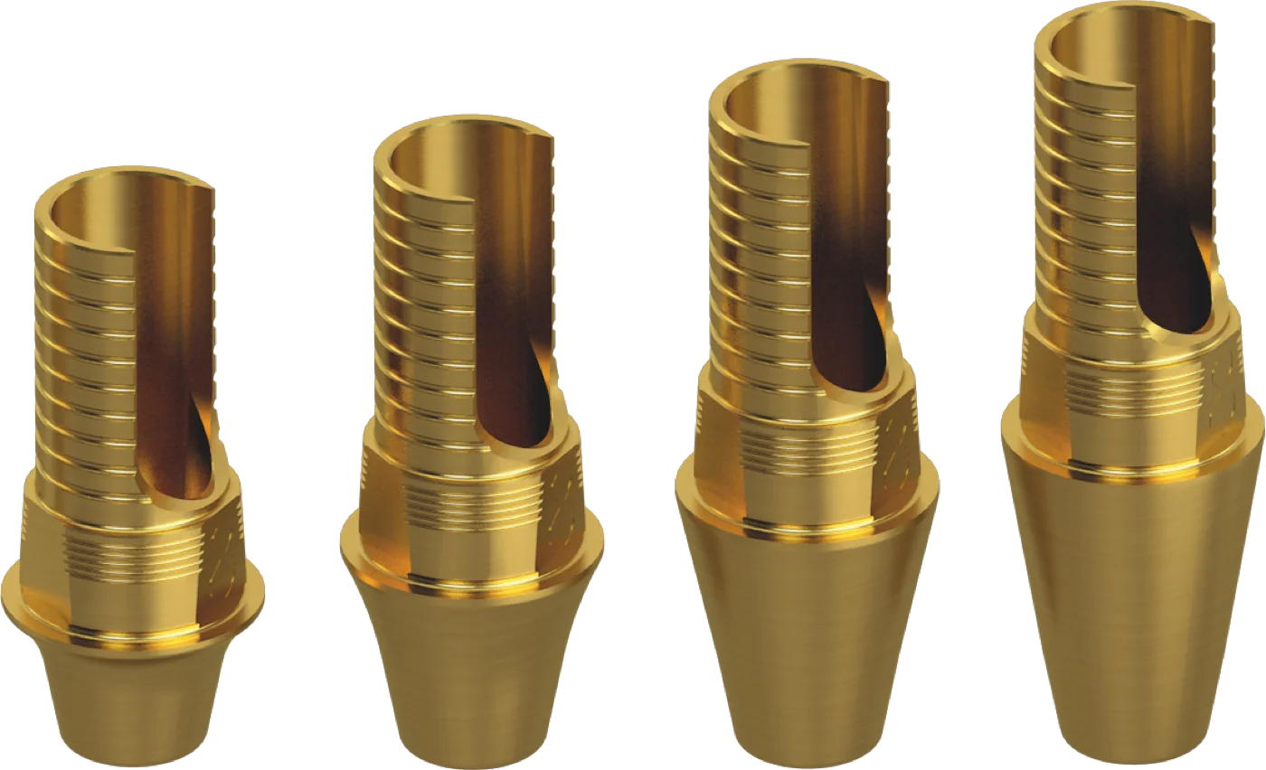 Non-engaging Ti-Bases with gingival and cementation heights